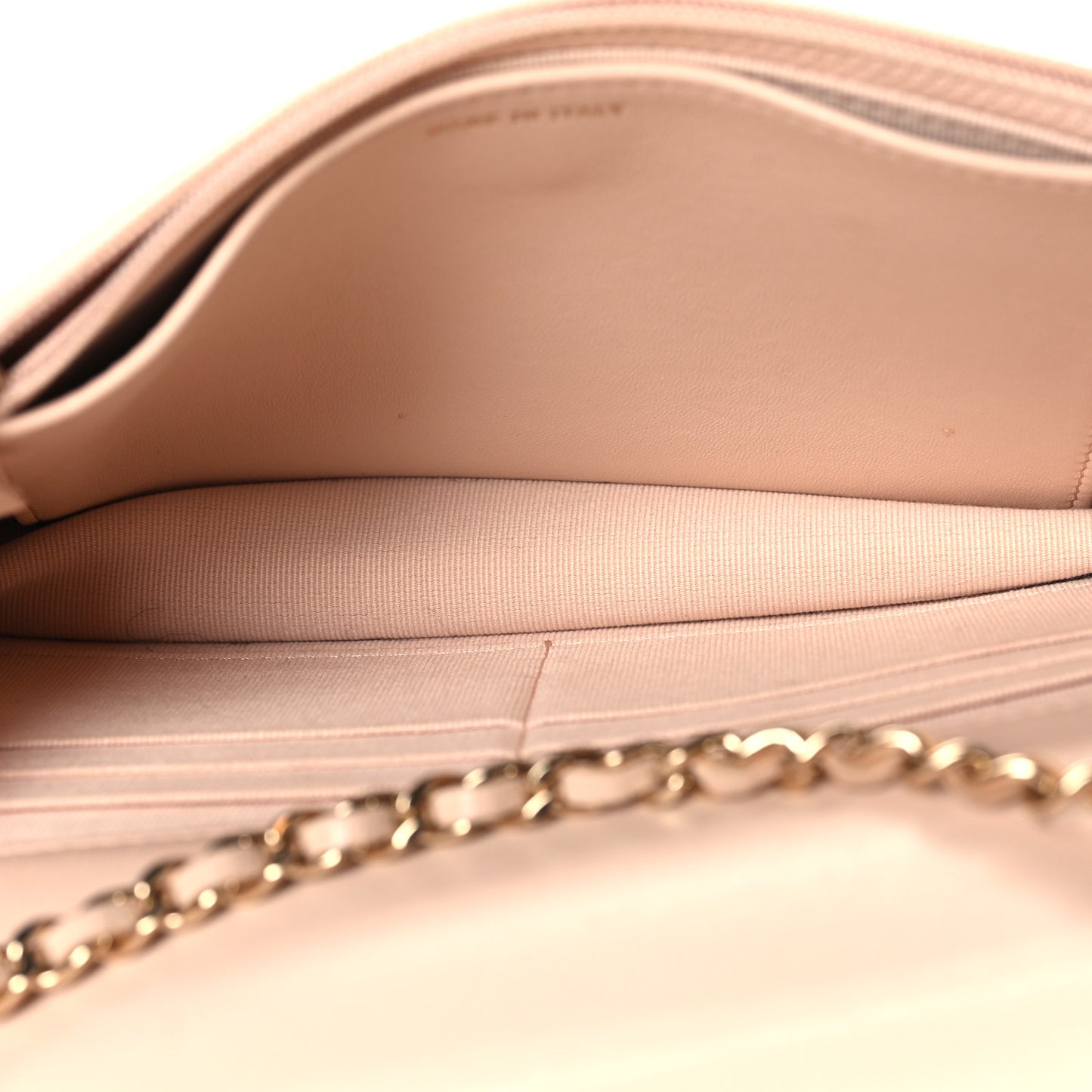 Lambskin Quilted Trendy CC Wallet On Chain WOC Light Beige