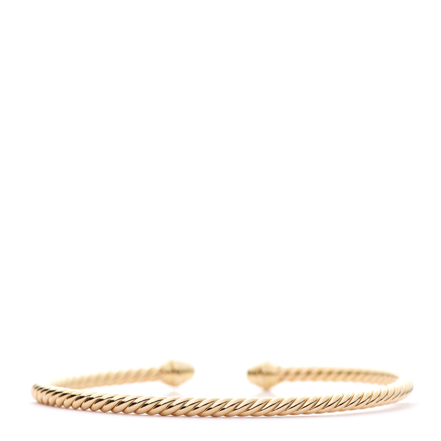 David Yurman 18K Yellow Gold Diamond 3mm Cablespira Bracelet 3 of 6