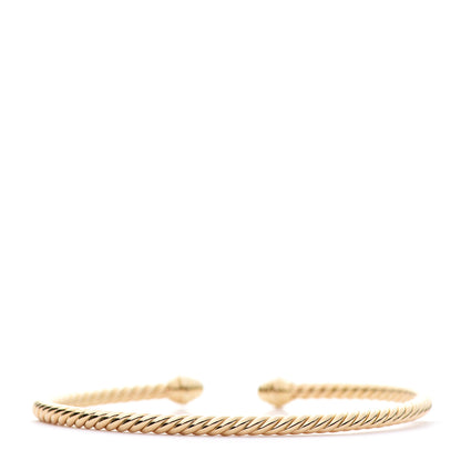 David Yurman 18K Yellow Gold Diamond 3mm Cablespira Bracelet 3 of 6