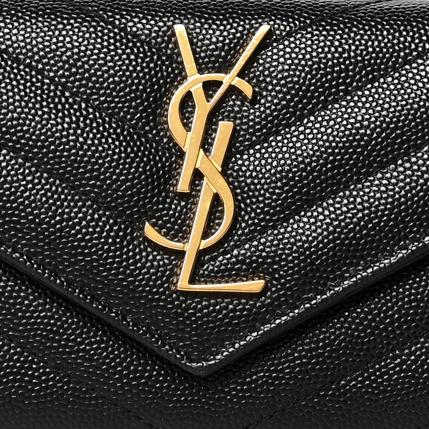 Grain De Poudre Matelasse Chevron Small Monogram Envelope Wallet Black