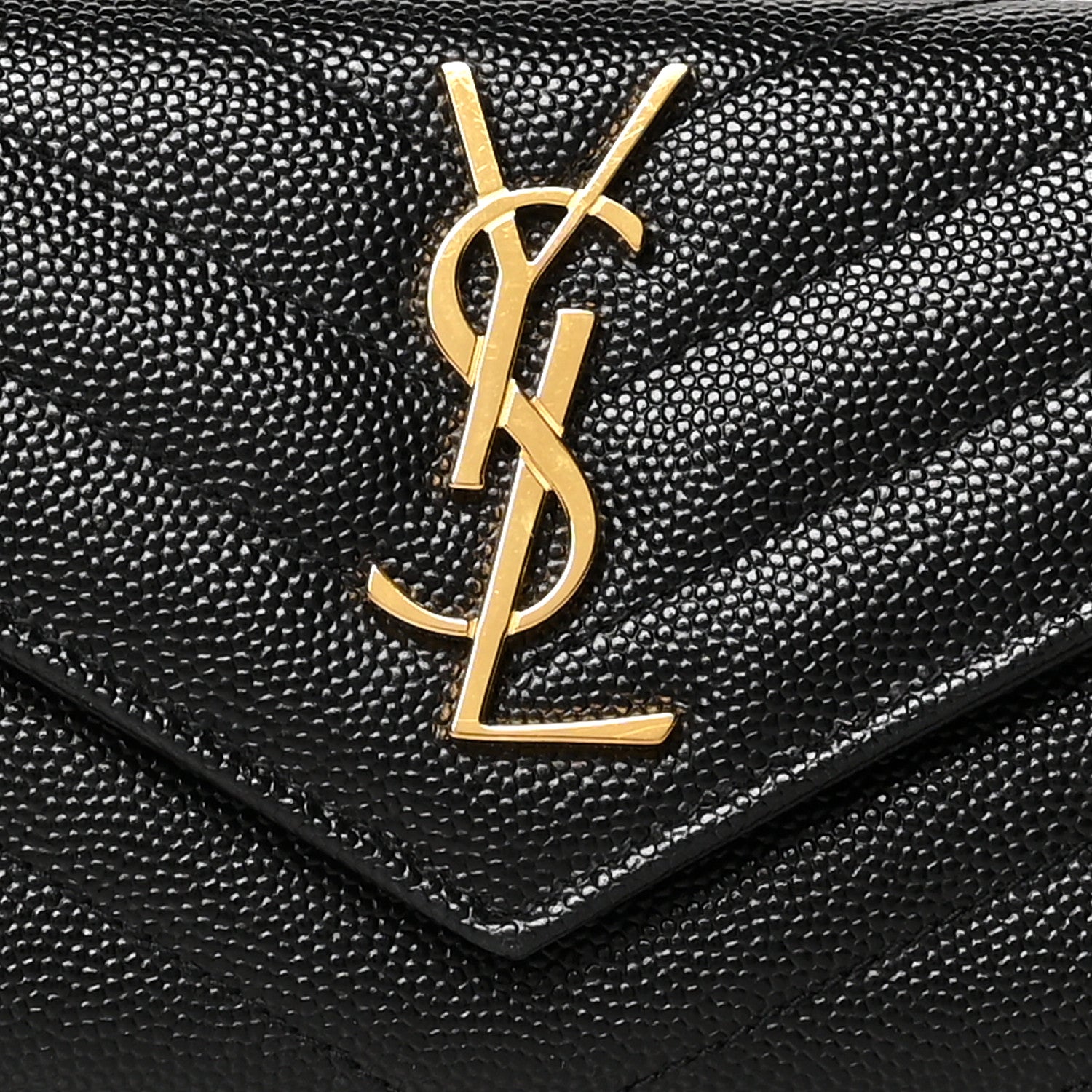 Saint Laurent Grain De Poudre Matelasse Chevron Small Monogram Envelope Wallet Black 7 of 7