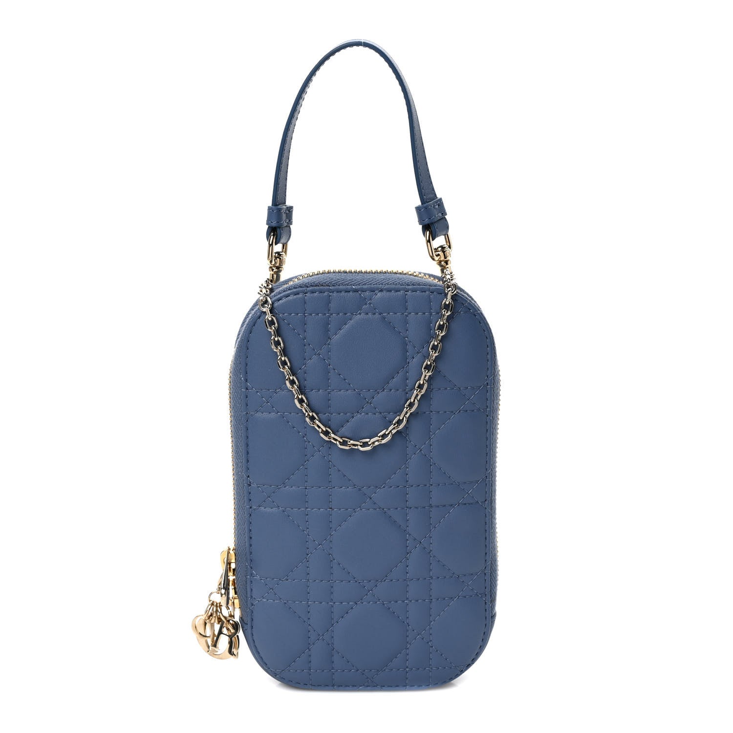 Christian Dior Lambskin Cannage Lady Dior Phone Holder Denim Blue 1 of 8