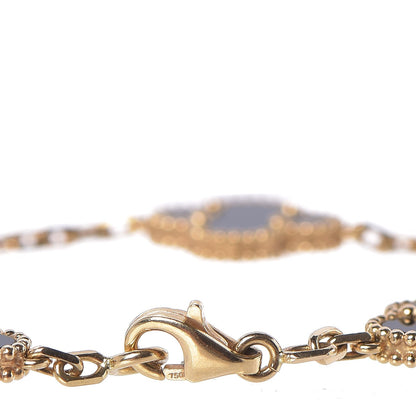 Van Cleef & Arpels 18K Yellow Gold Black Onyx 5 Motifs Vintage Alhambra Bracelet 4 of 5