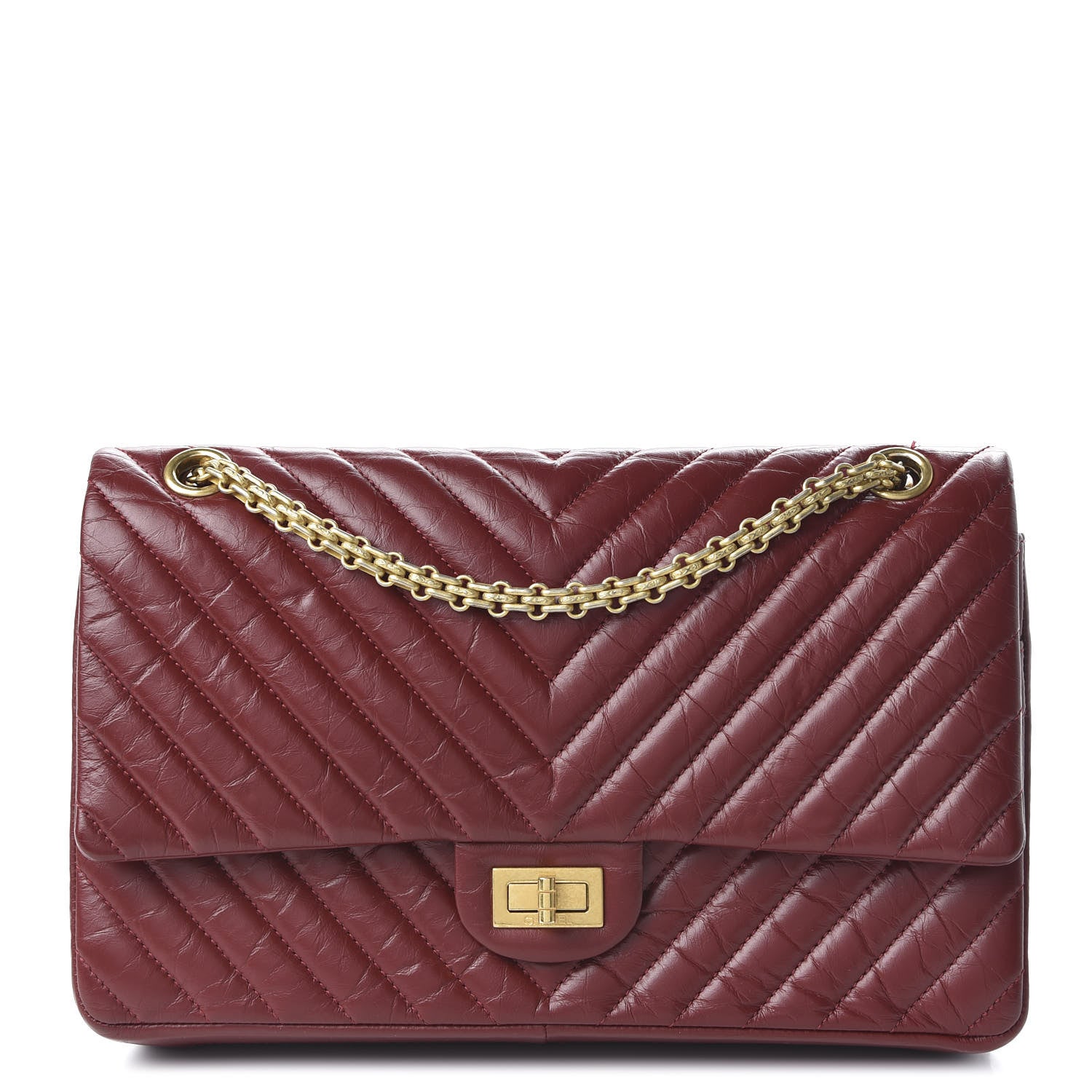 Chanel Aged Calfskin Chevron Quilted 2.55 Reissue 226 Flap Red 1 of 11