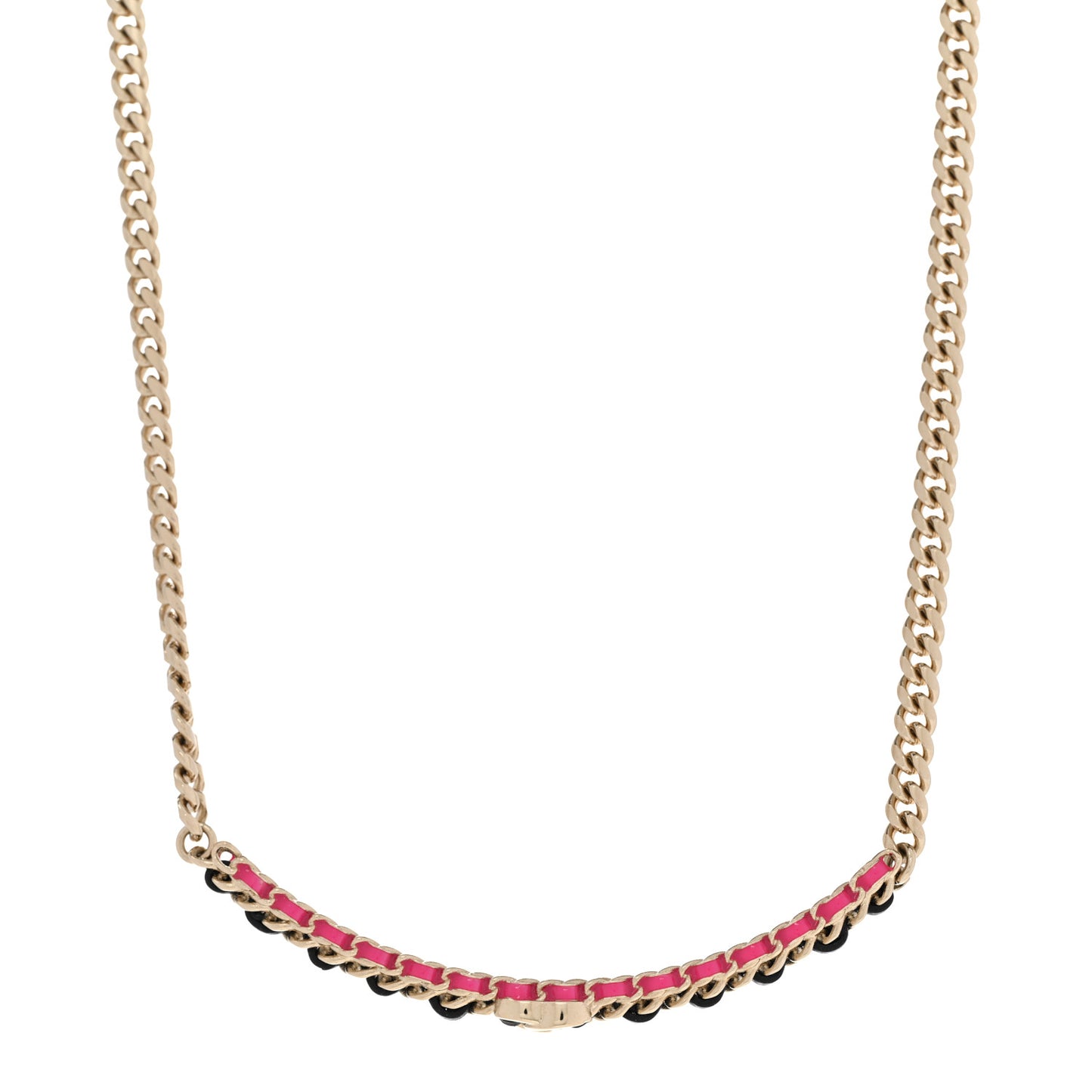 Metal Lambskin CC Choker Necklace Black Pink Gold