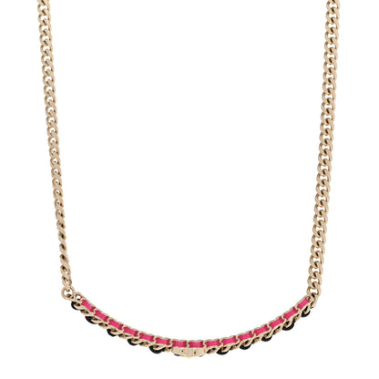 Chanel Metal Lambskin CC Choker Necklace Black Pink Gold 1 of 7