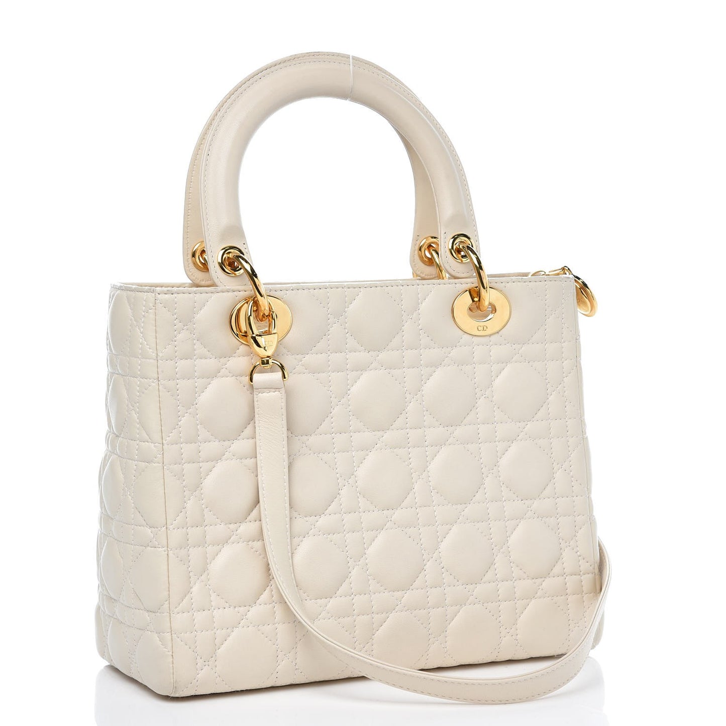 Lambskin Cannage Medium Lady Dior White