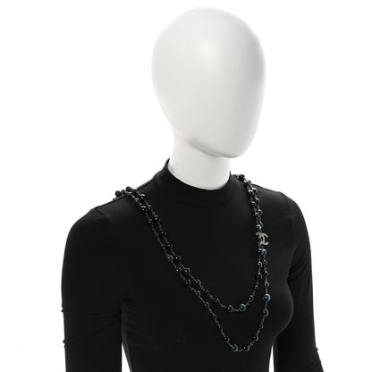 Chanel Metal Beaded CC Long Necklace Blue 2 of 6