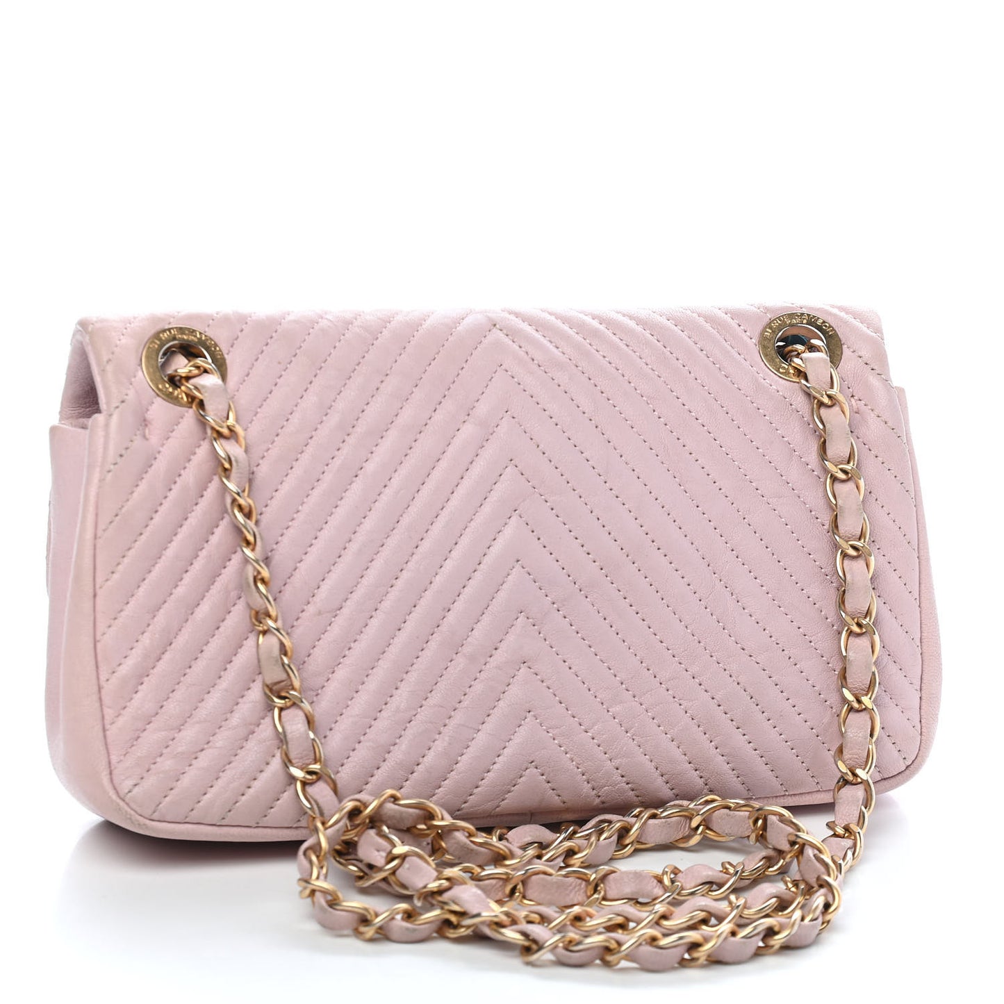 Calfskin Surpique Chevron Small Flap Pink
