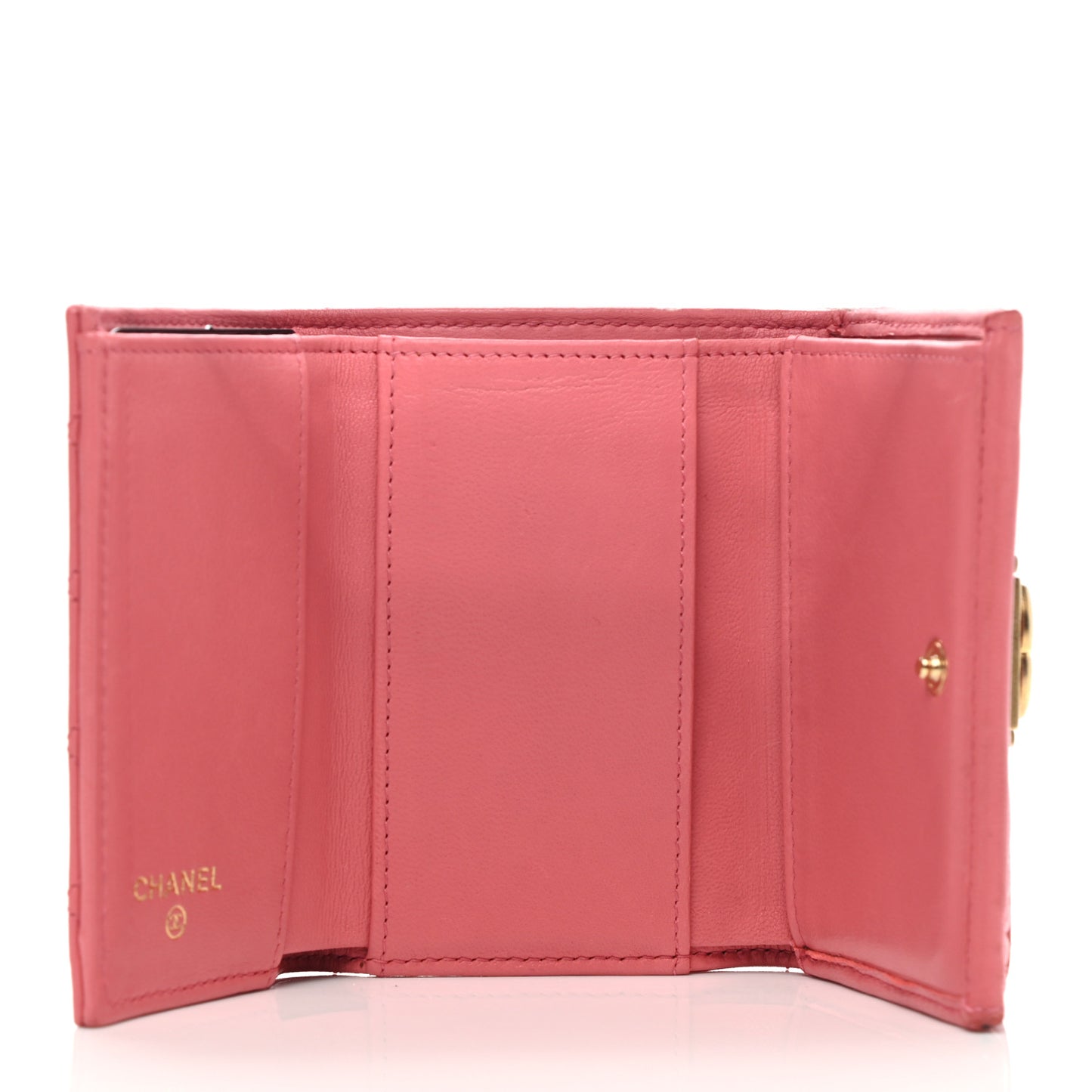 Lambskin Quilted Small Boy Flap Wallet Pink