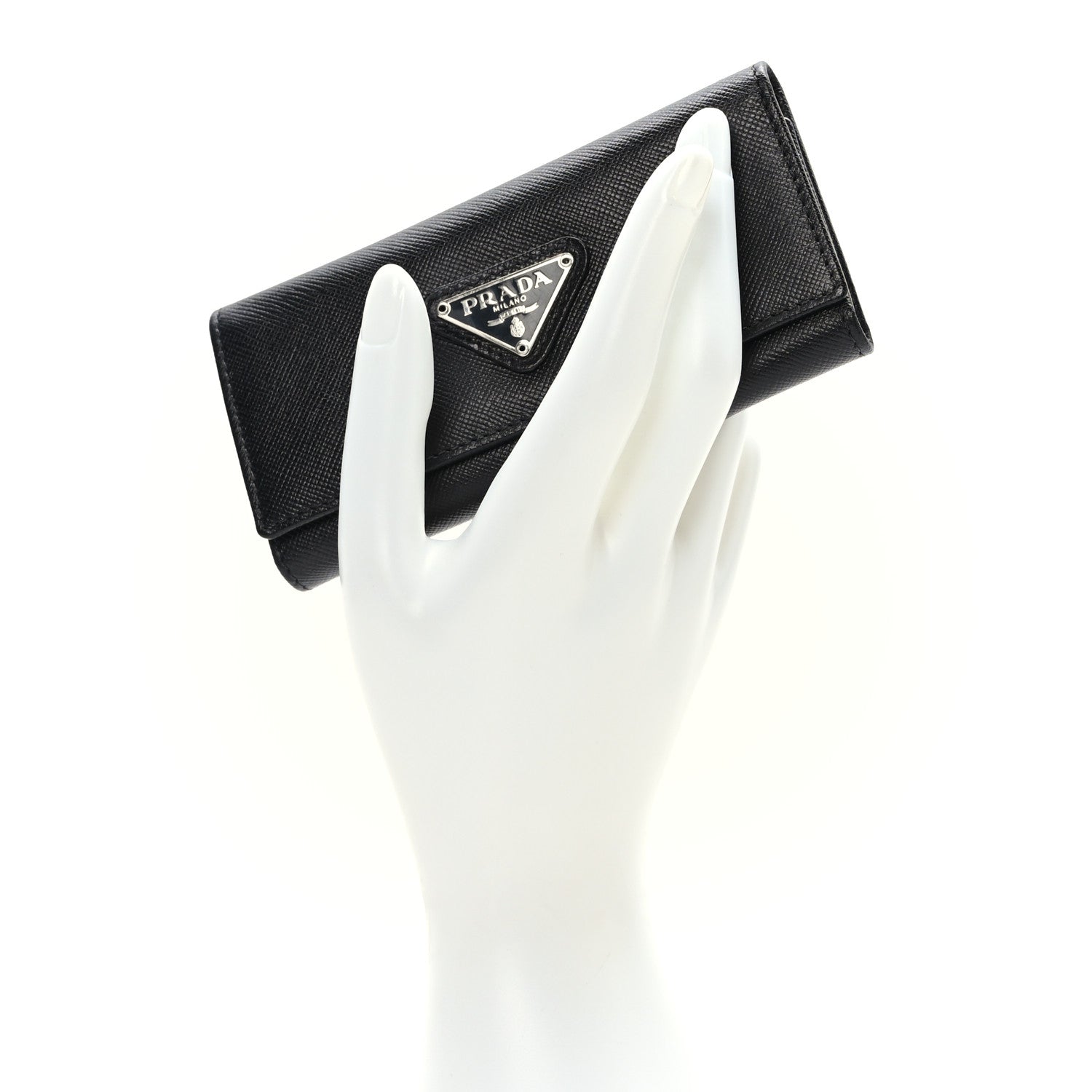 Prada Saffiano Metal 6 Key Holder Black 2 of 8