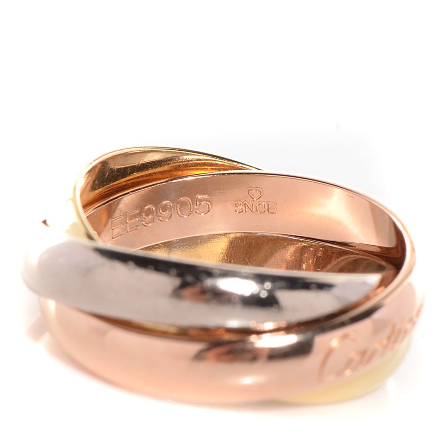 18K Pink White Yellow Gold Trinity Ring 50 US 5.25