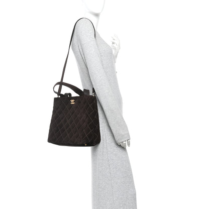 Chanel Suede Quilted Shopping Tote Brown 2 of 11