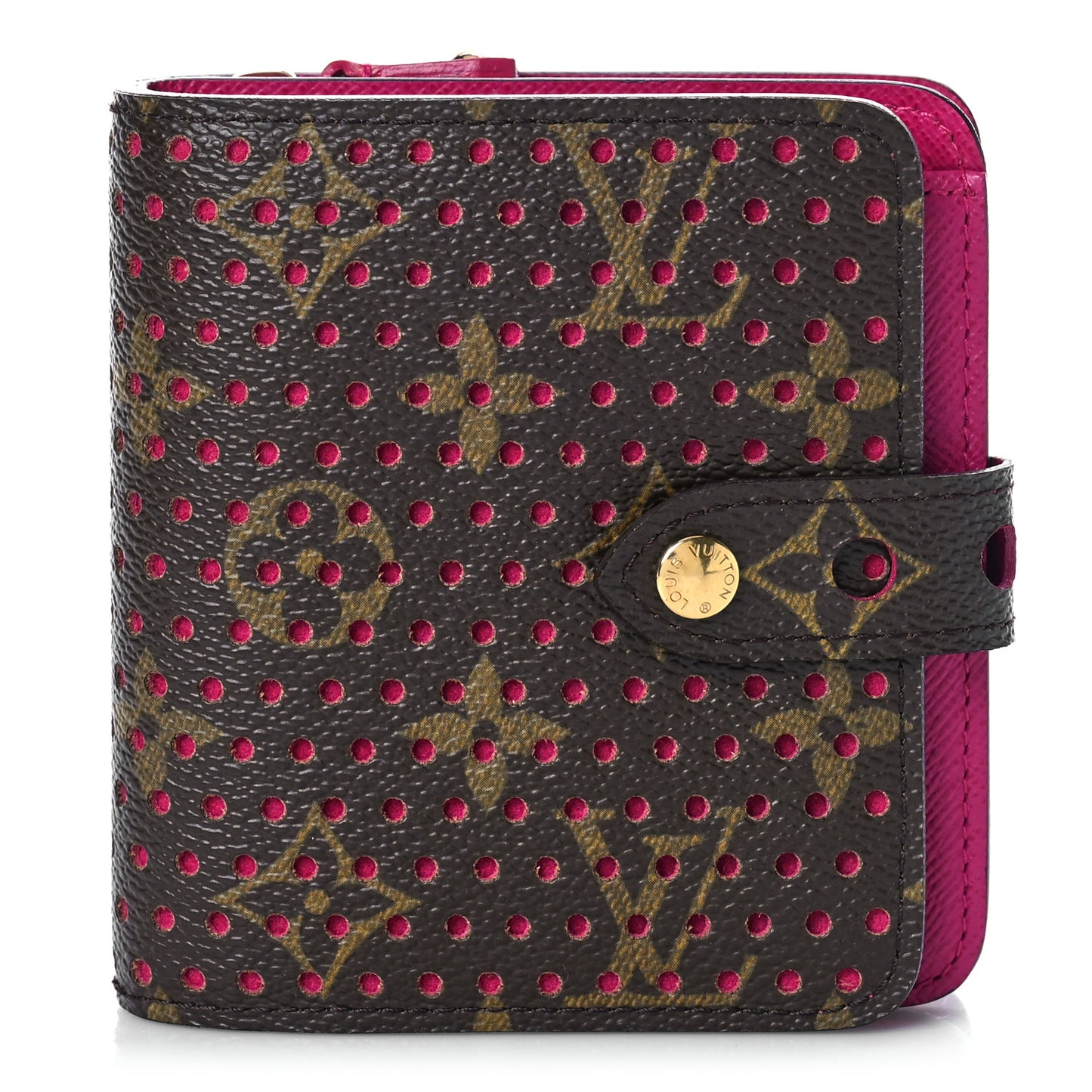Monogram Perforated Compact Zipped Wallet Fuchsia