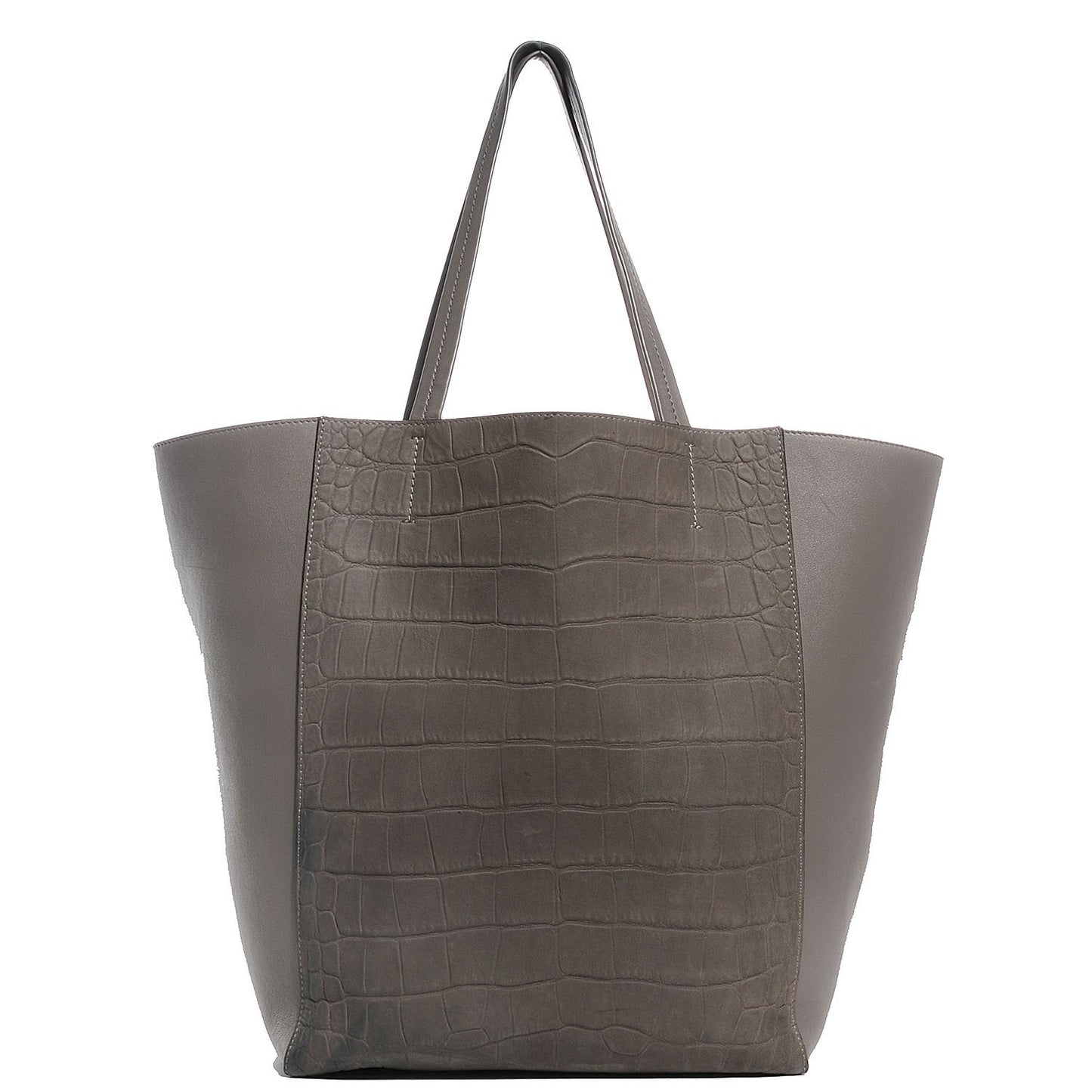 Crocodile Embossed Medium Horizontal Cabas Phantom Grey