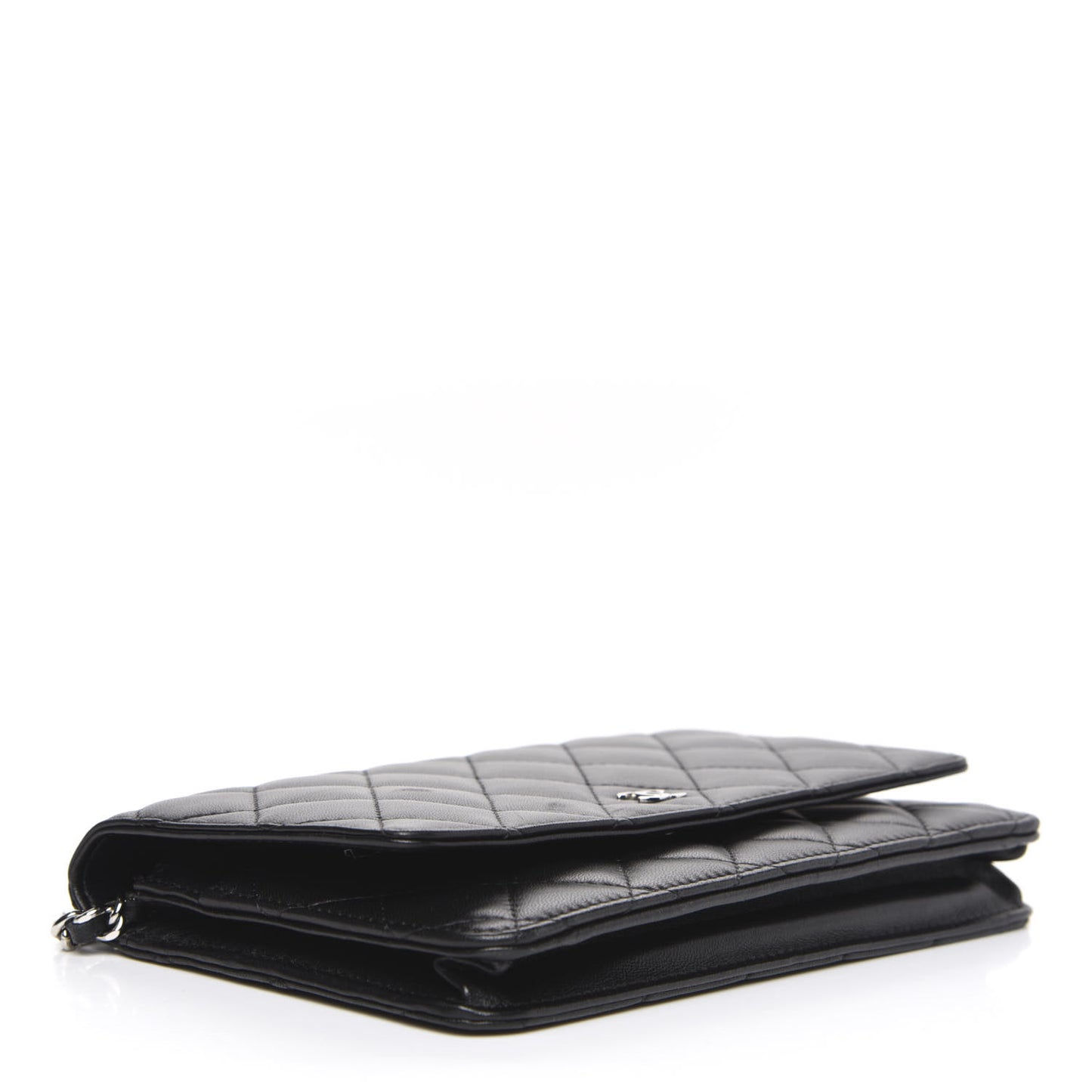 Lambskin Quilted Wallet On Chain WOC Black