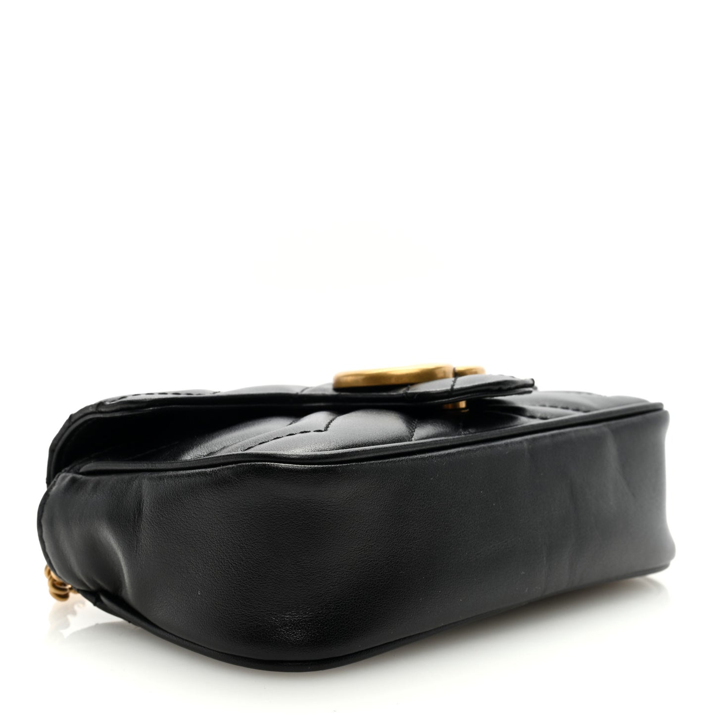 Calfskin Matelasse Super Mini GG Marmont Shoulder Bag Black