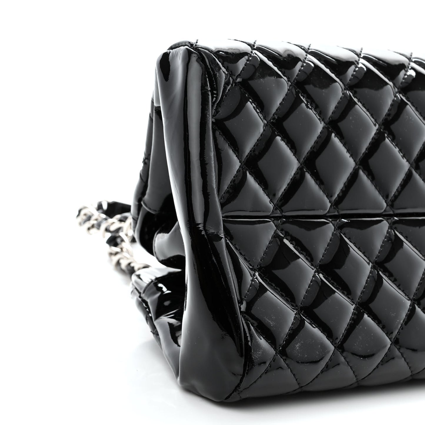 Patent Quilted Medium Just Mademoiselle Bowling Bag Black