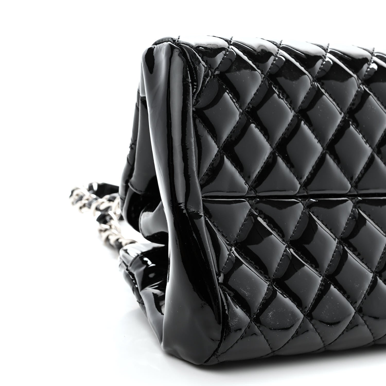 Chanel Patent Quilted Medium Just Mademoiselle Bowling Bag Black 9 of 10