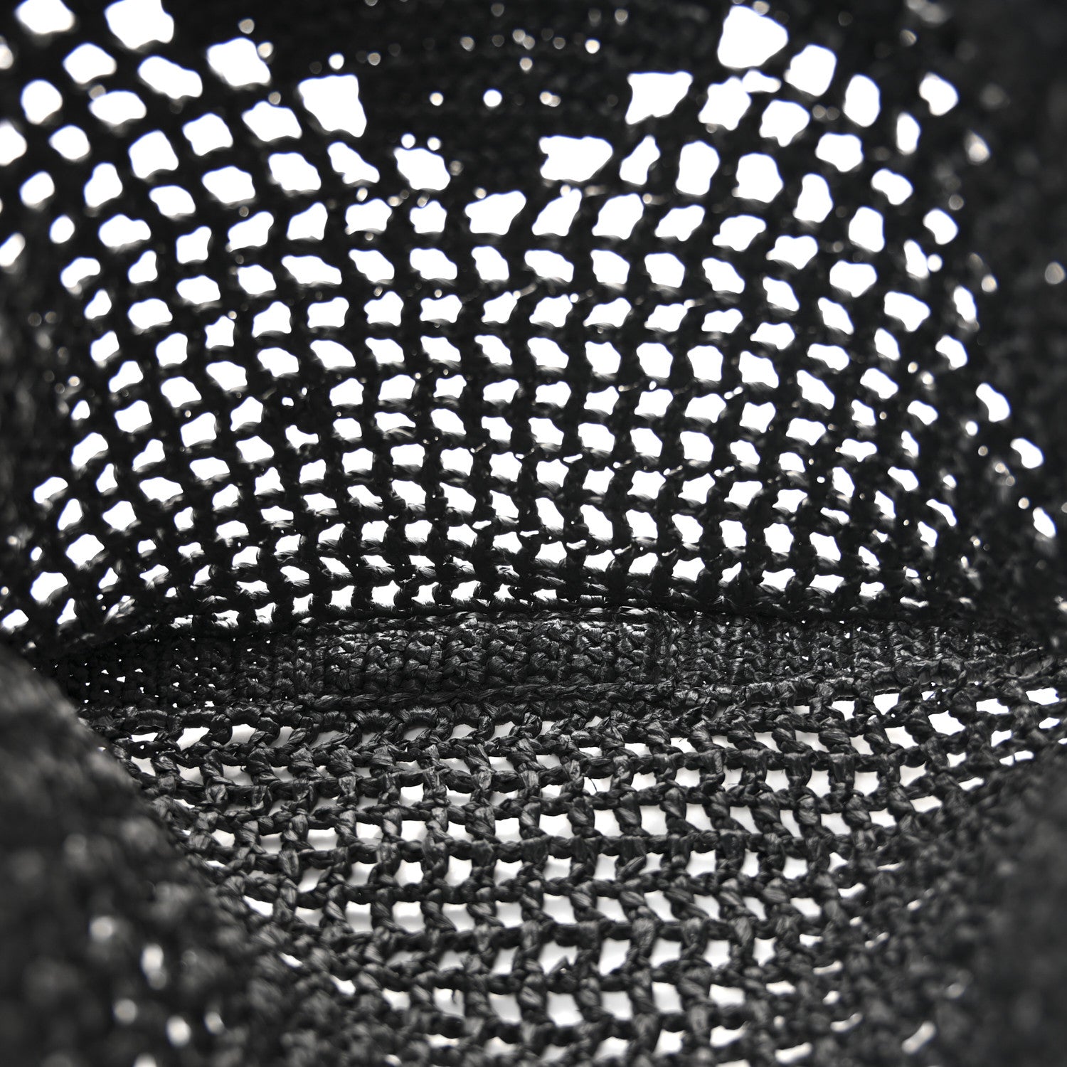 Prada Yarn Raffia Effect Crochet Logo Embroidered Tote Bag Black 5 of 9