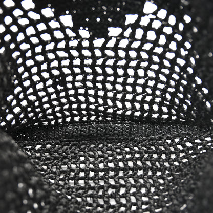 Prada Yarn Raffia Effect Crochet Logo Embroidered Tote Bag Black 5 of 9