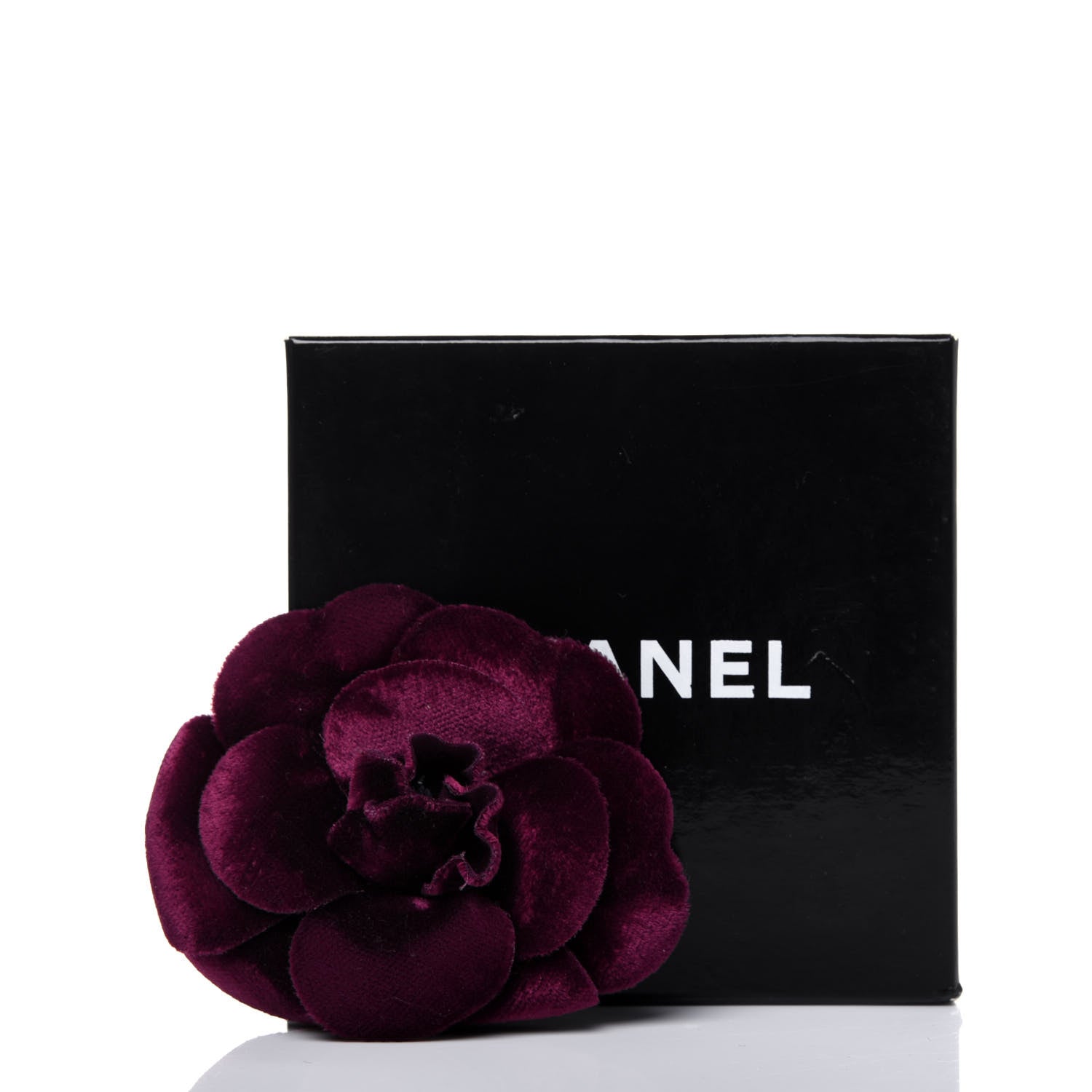 Chanel Velvet Camellia Brooch Pin Bordeaux 4 of 4