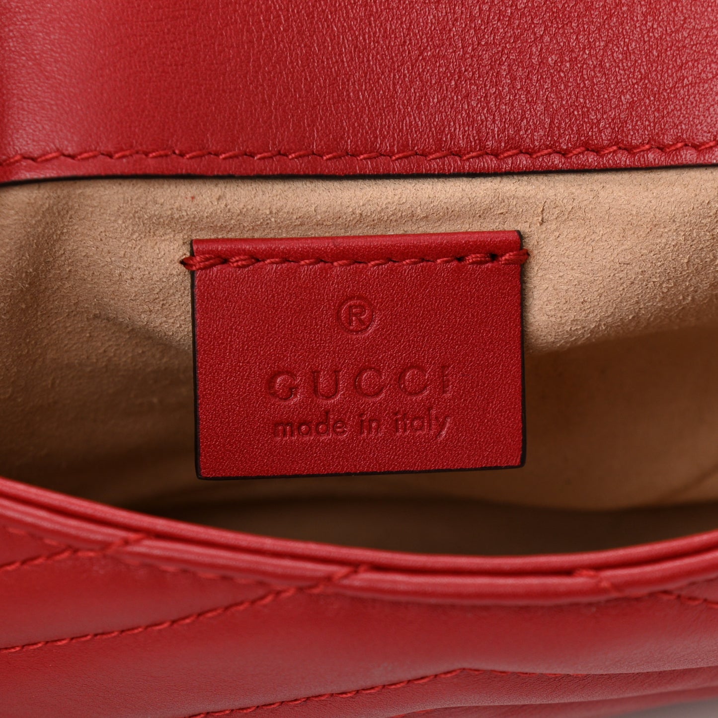 Calfskin Matelasse Super Mini GG Marmont Shoulder Bag Hibiscus Red
