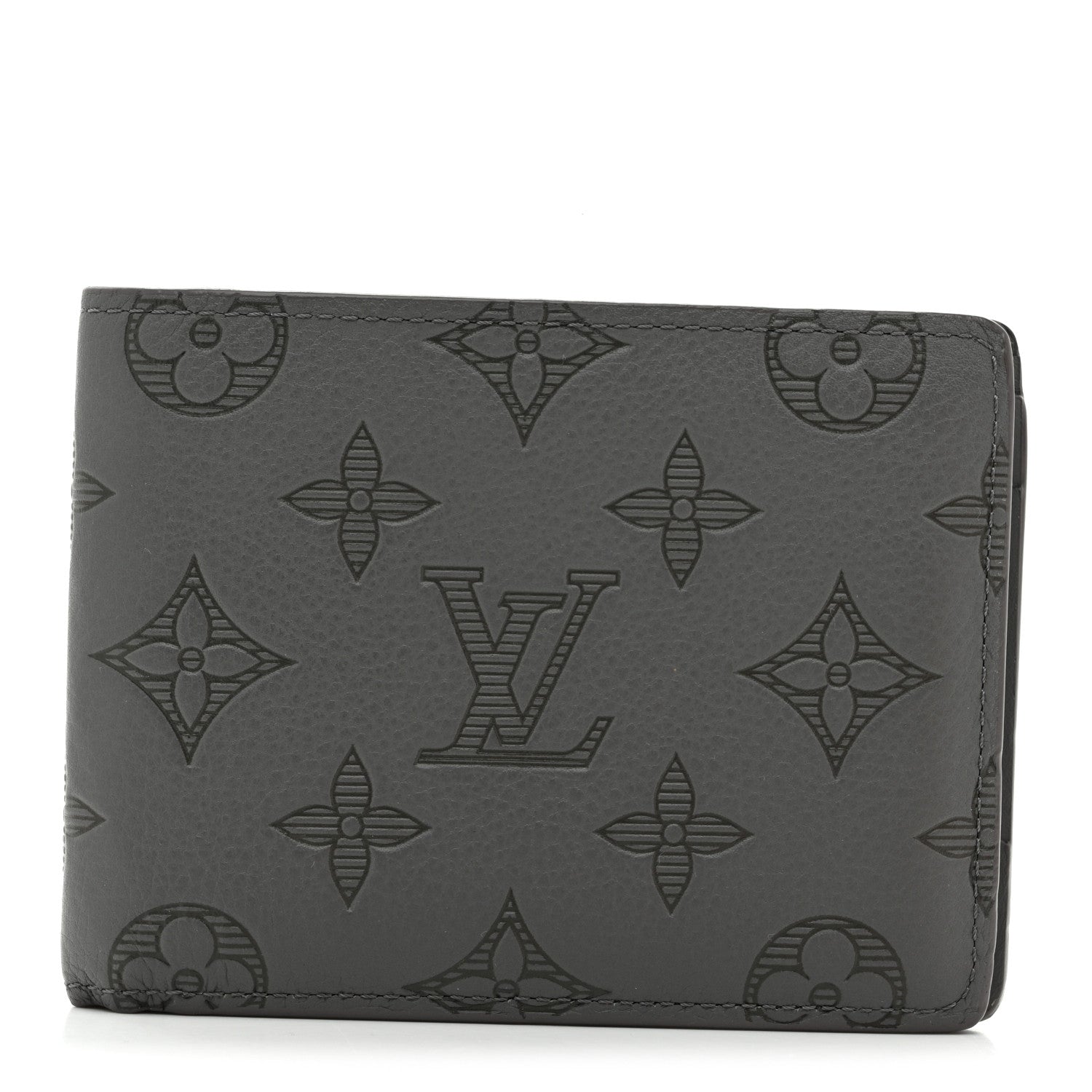 Louis Vuitton Calfskin Monogram Shadow Multiple Wallet Anthracite Gray 1 of 7