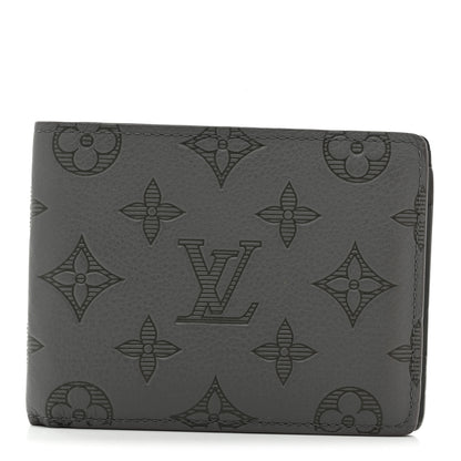 Louis Vuitton Calfskin Monogram Shadow Multiple Wallet Anthracite Gray 1 of 7