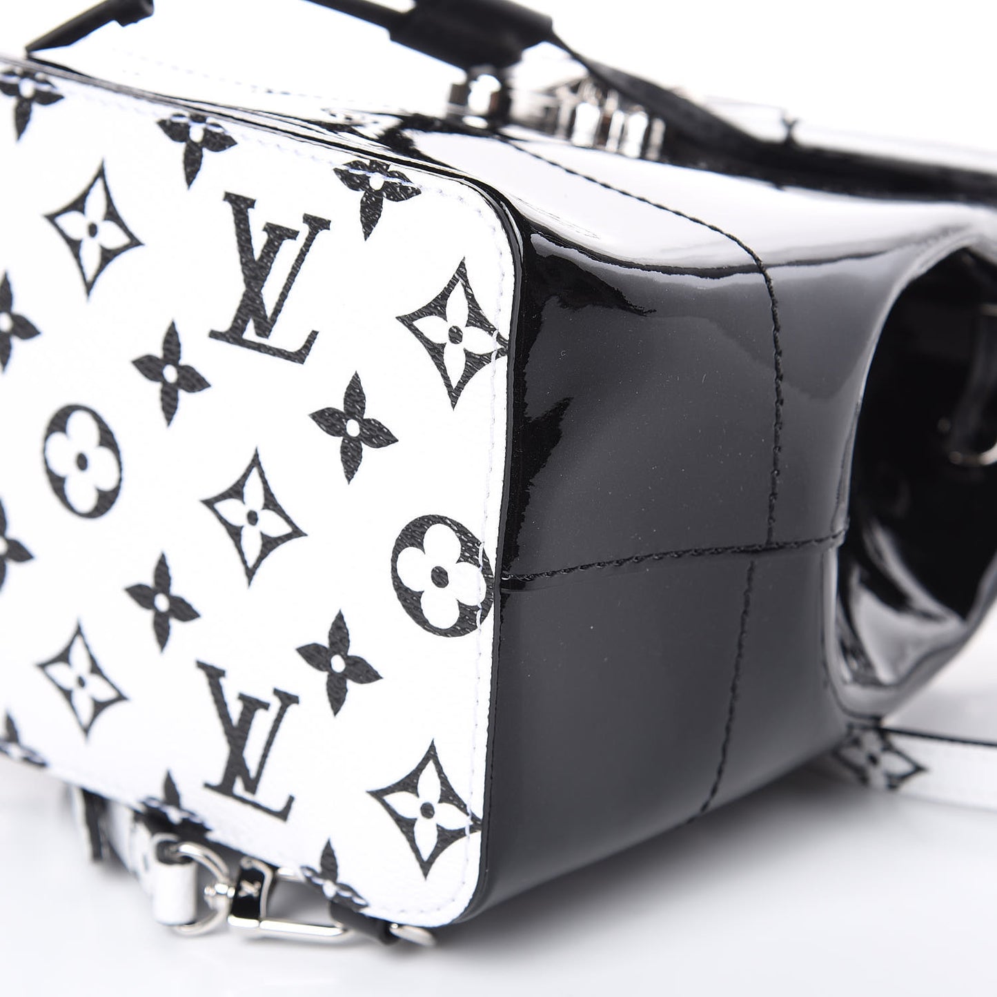 Patent Monogram Hot Springs Backpack Black White