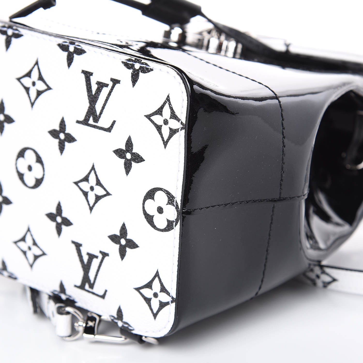 Louis Vuitton Patent Monogram Hot Springs Backpack Black White 8 of 9