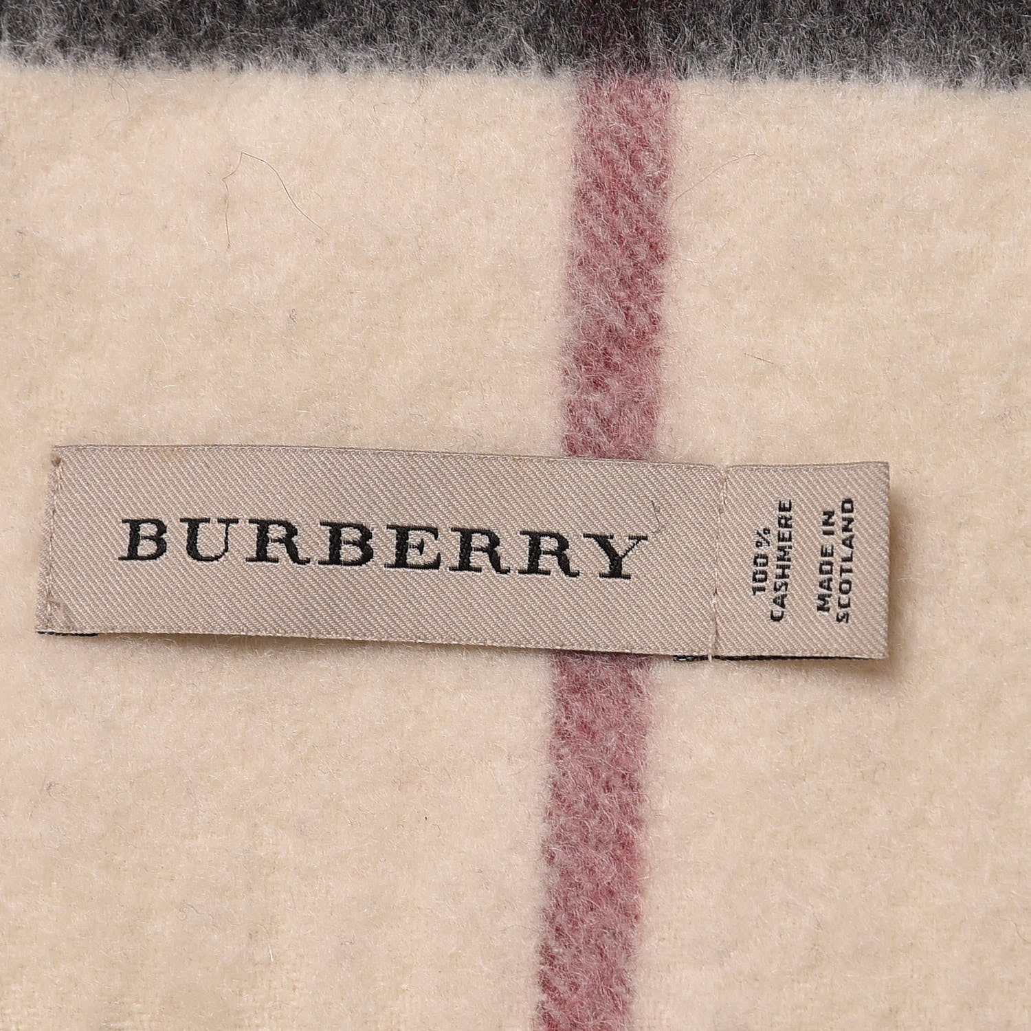 Burberry Cashmere Half Mega Check Fringe Scarf Ivory 4 of 5