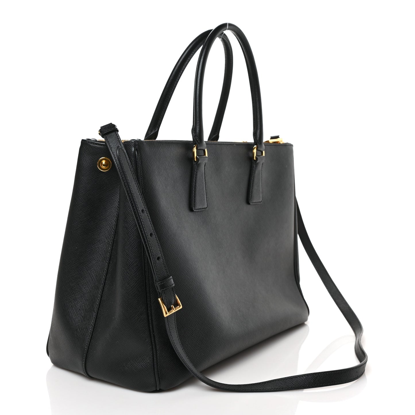 Saffiano Large Galleria Double Zip Tote Black
