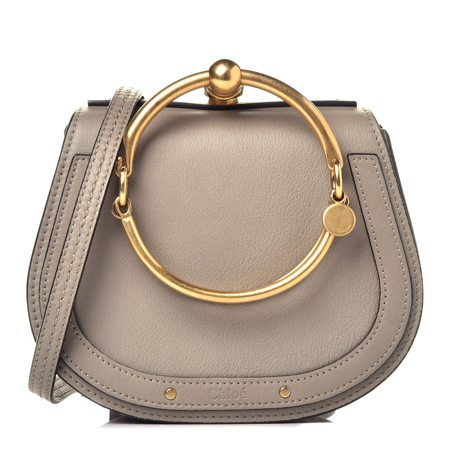Chloe Calfskin Suede Small Nile Bracelet Bag Motty Grey 1 of 10
