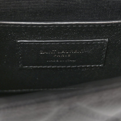 Saint Laurent Grain De Poudre Textured Mixed Matelasse Triquilt Small Monogram Monochrome Satchel Black 6 of 11