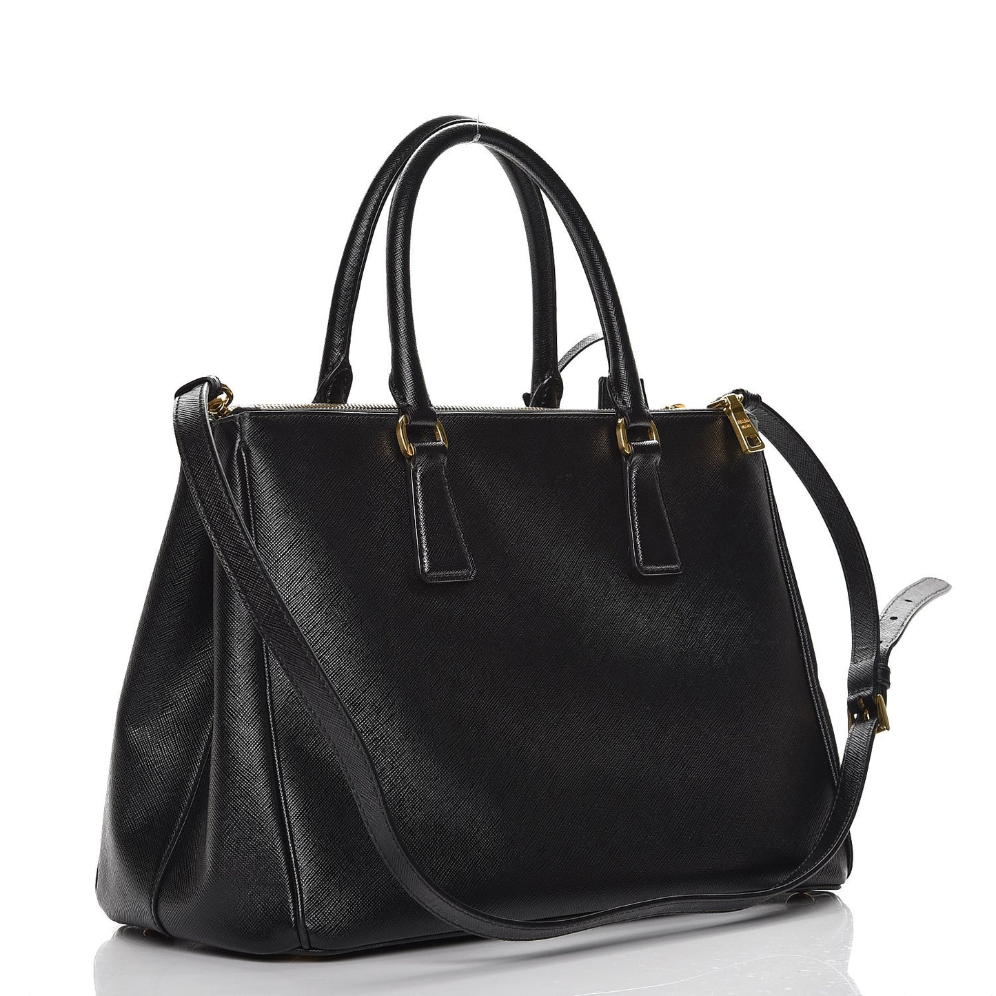 Saffiano Medium Galleria Double Zip Tote Black