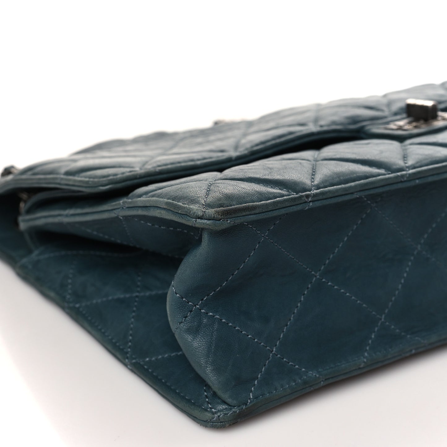 Washed Lambskin Quilted Maxi Take Away Flap Turquoise