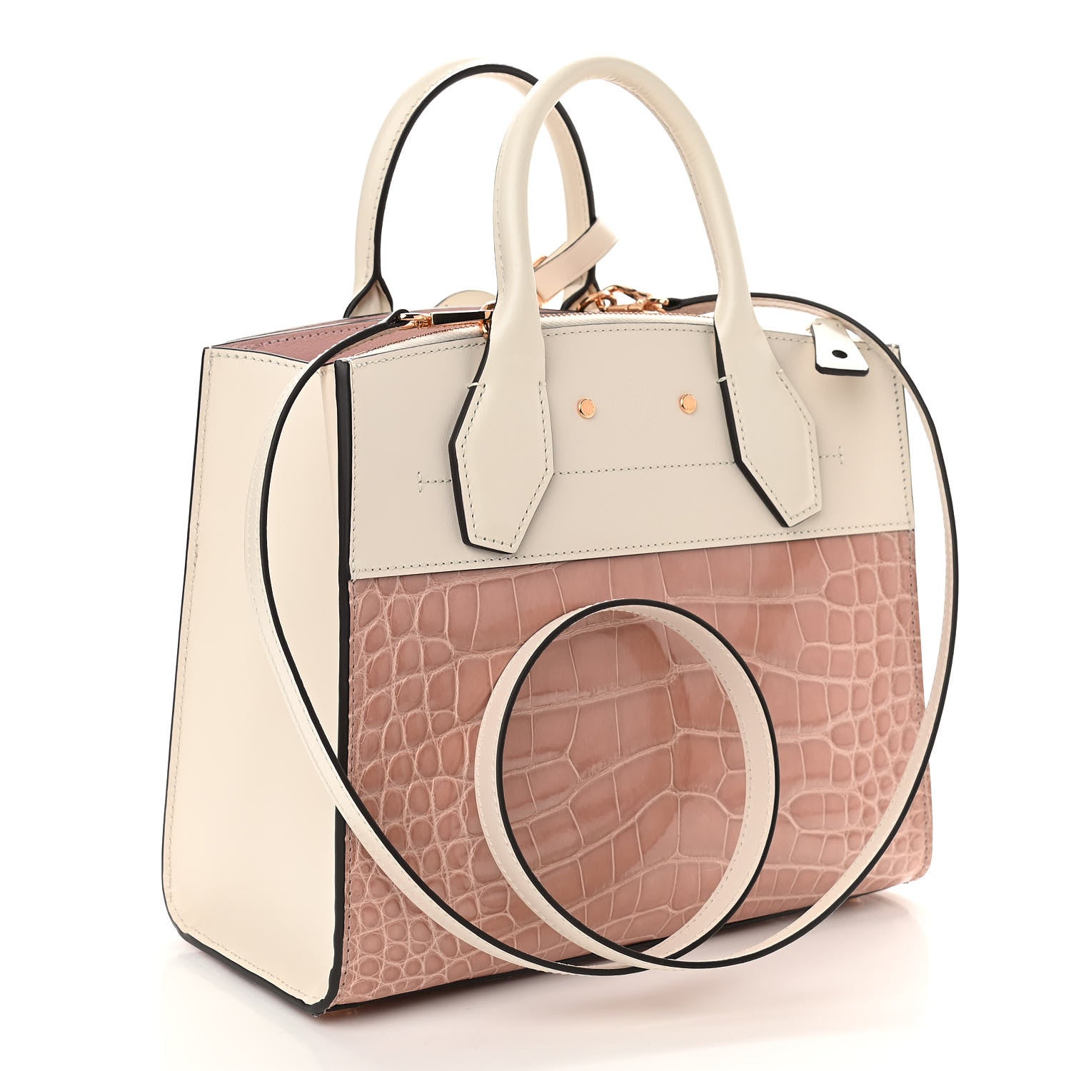 Louis Vuitton Alligator Goatskin City Steamer PM Sienna Nude White 3 of 10