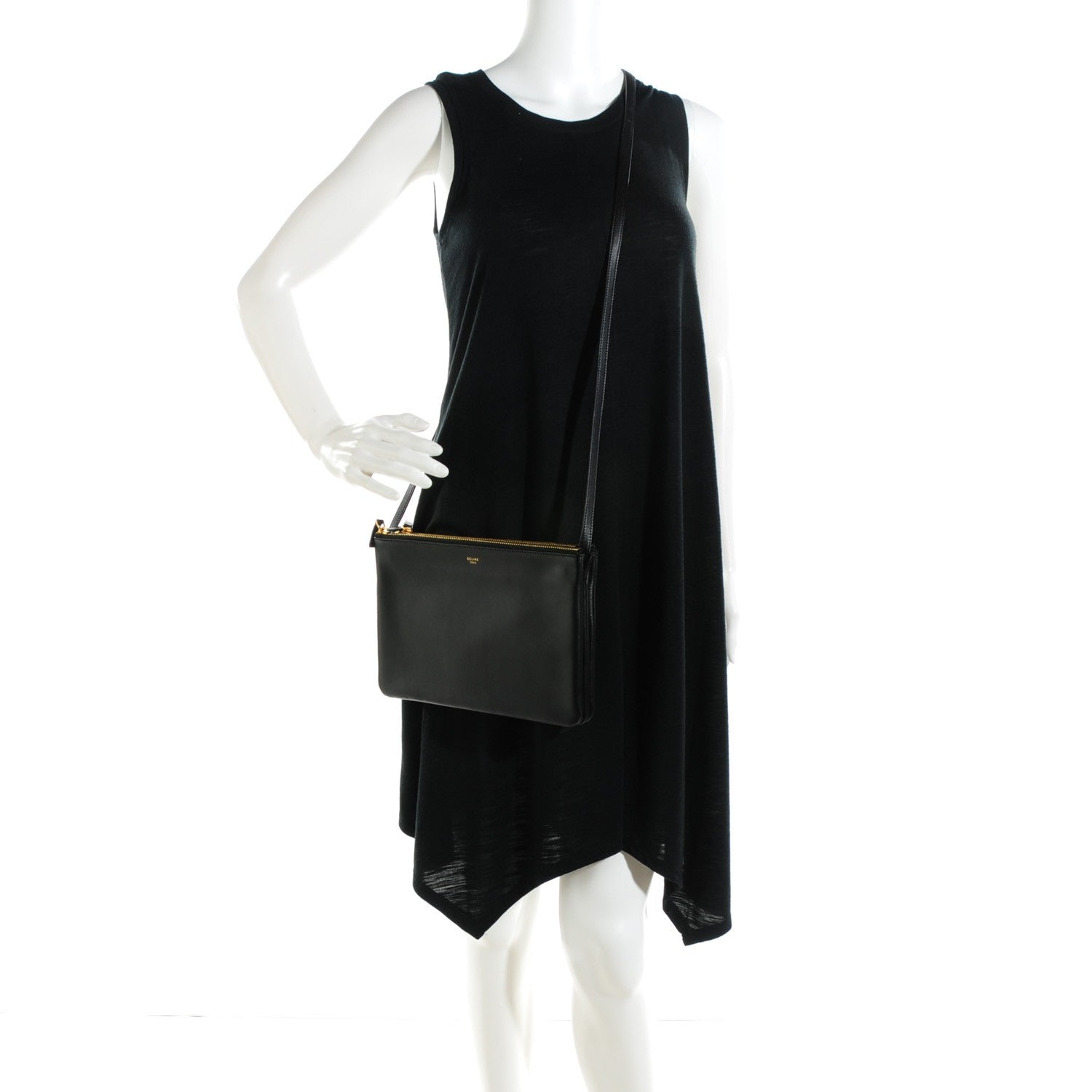 Celine Lambskin Large Trio Crossbody Bag Black 2 of 8