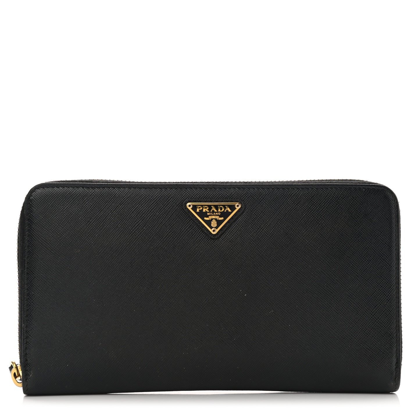 Saffiano Metal Large Zip Around Travel Wallet Black