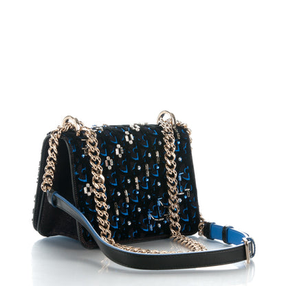 Christian Dior Velvet Crystal Small Diorama Club Flap Bag Navy Blue 3 of 6