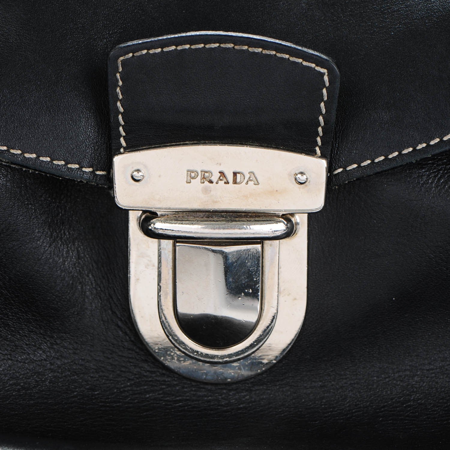 Prada Vitello Easy A Foldover Pushlock Satchel Black 7 of 19
