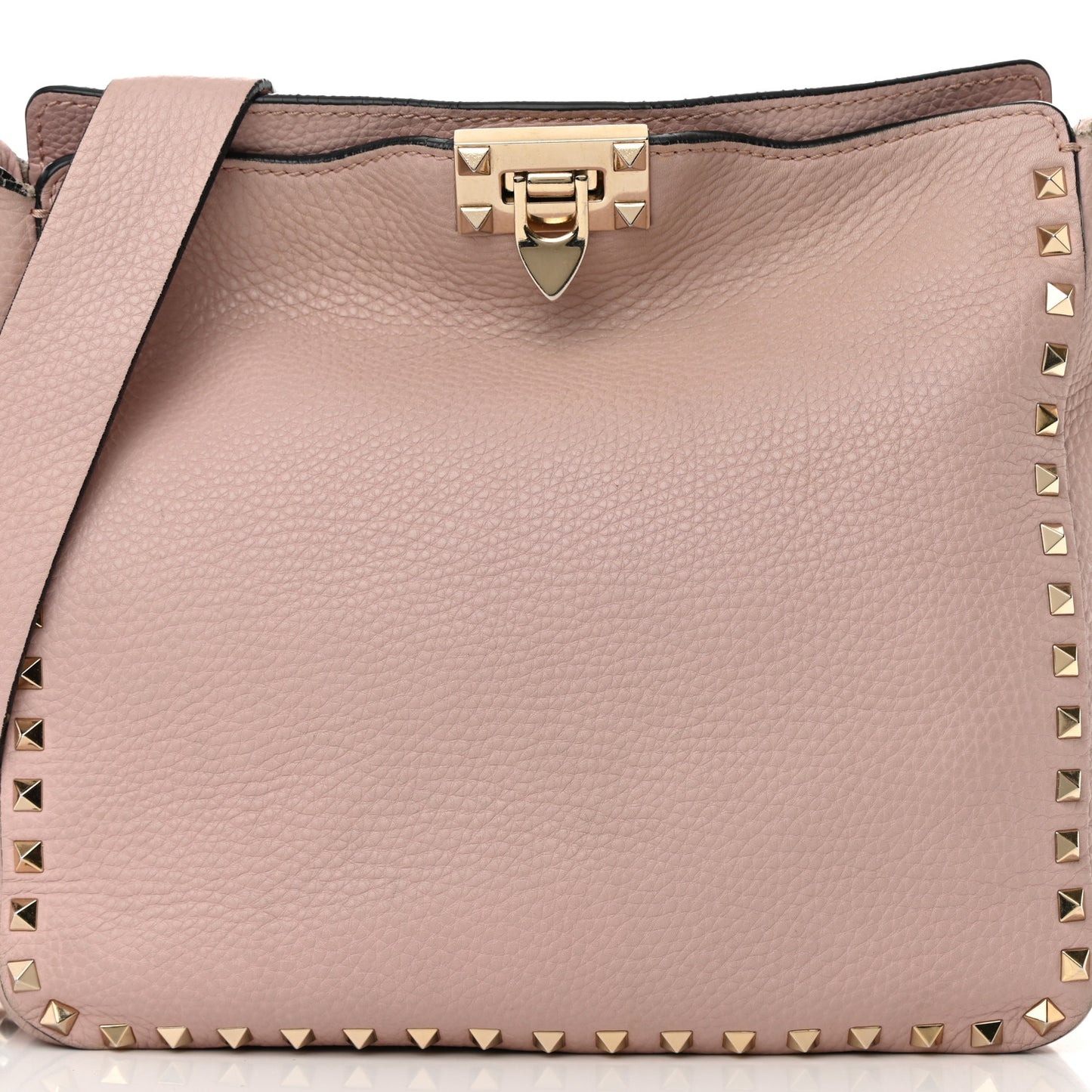 Pebbled Calfskin Small Rockstud Flip-Lock Messenger Bag Water Rose