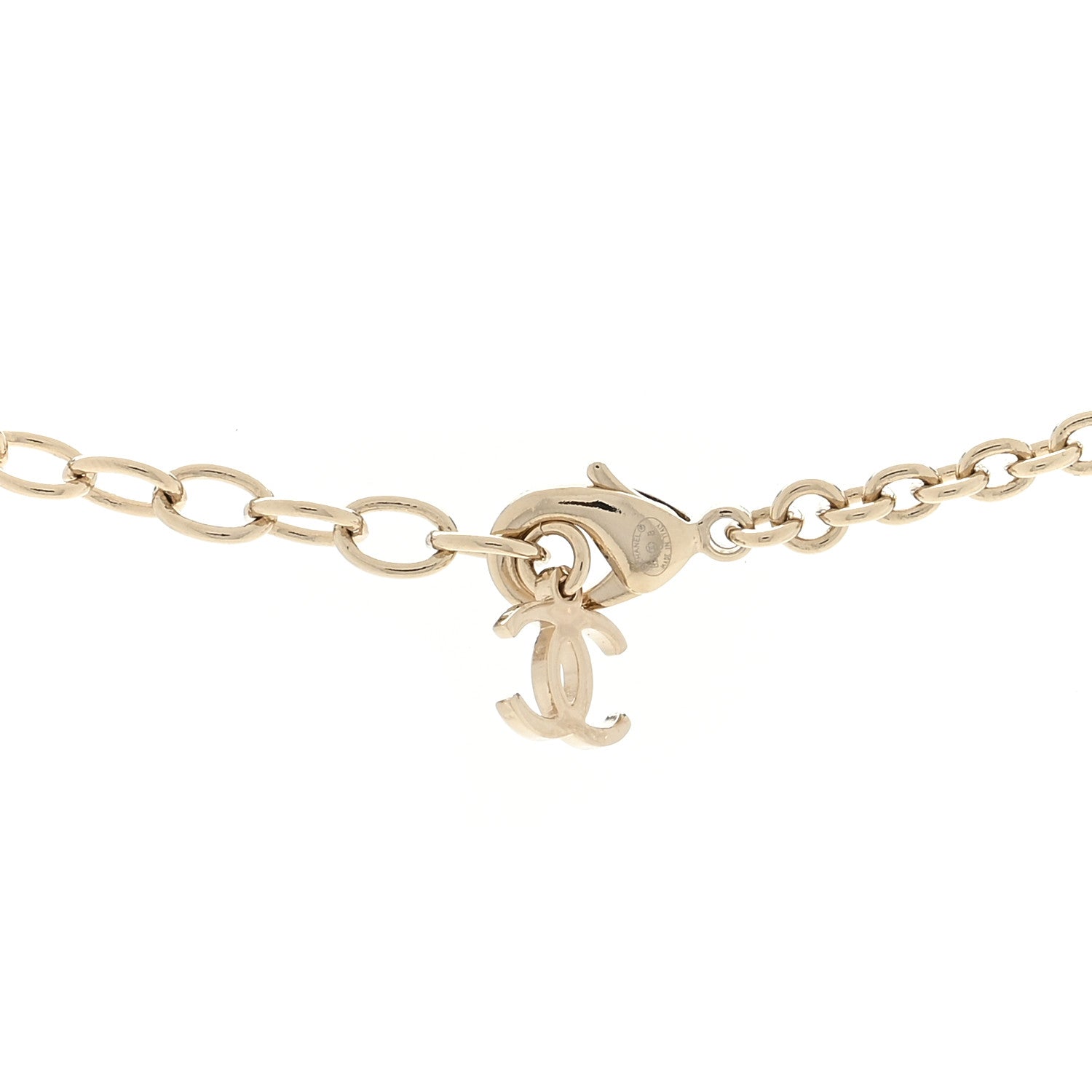 Chanel Metal Crystal CC Necklace Gold 4 of 4