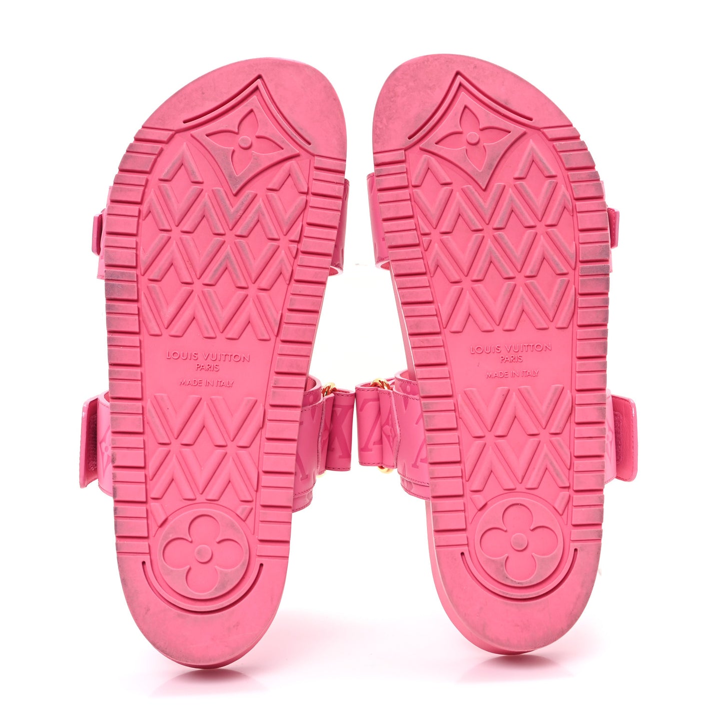 Calfskin Monogram Embossed Bom Dia Flat Mule Sandals 39 Pink