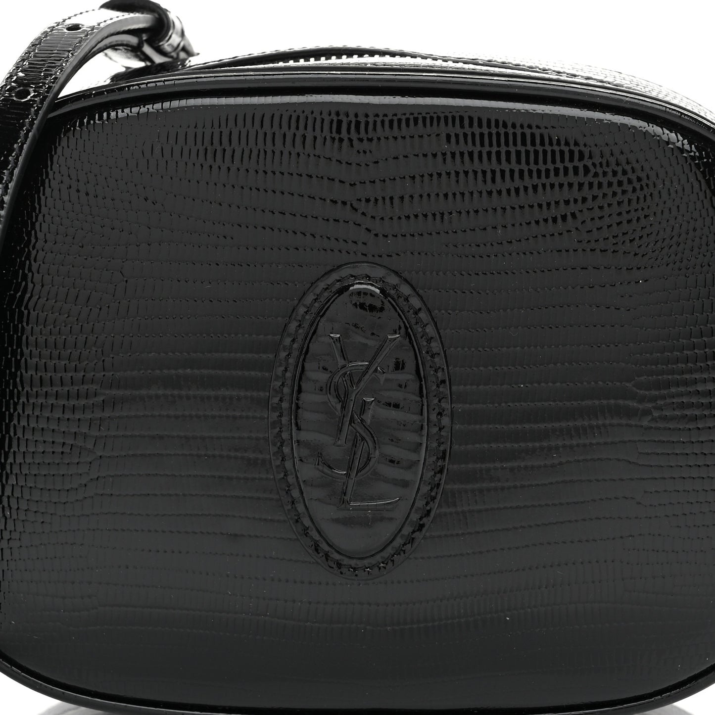 Calfskin Lizard Embossed Le 61 Camera Bag Black