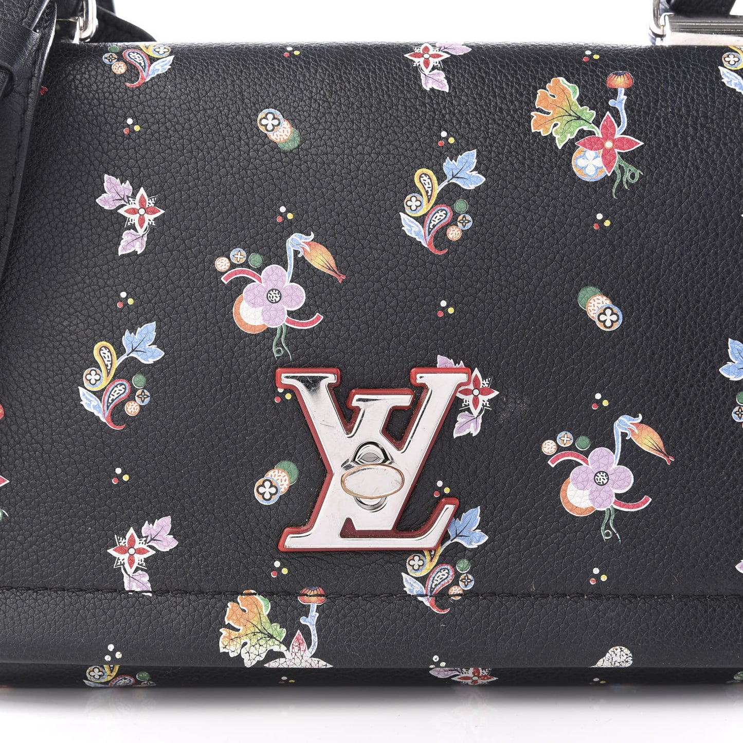 Soft Calfskin Lockme II Floral Chain Bag BB Black