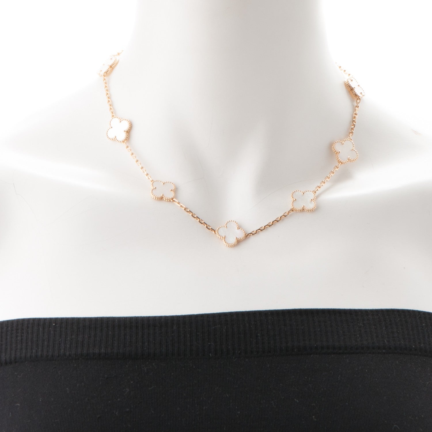 Van Cleef & Arpels 18K Yellow Gold Mother of Pearl 10 Motifs Vintage Alhambra Necklace 2 of 5