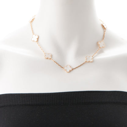Van Cleef & Arpels 18K Yellow Gold Mother of Pearl 10 Motifs Vintage Alhambra Necklace 2 of 5