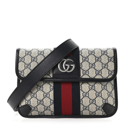 Gucci GG Supreme Monogram Web Small Ophidia Belt Bag 90 36 Beige Navy 1 of 11